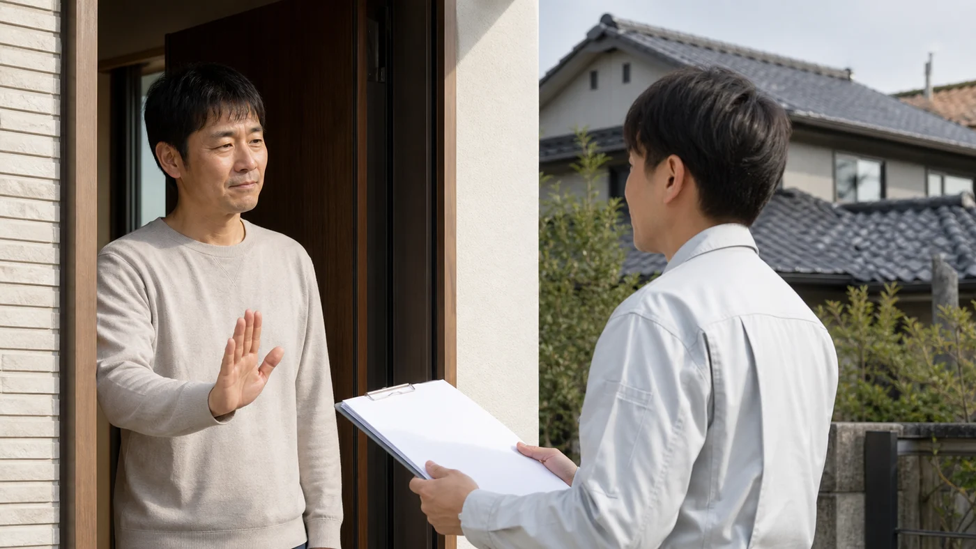突然の屋根点検営業を断り見積もりを持ち帰る日本人の施主