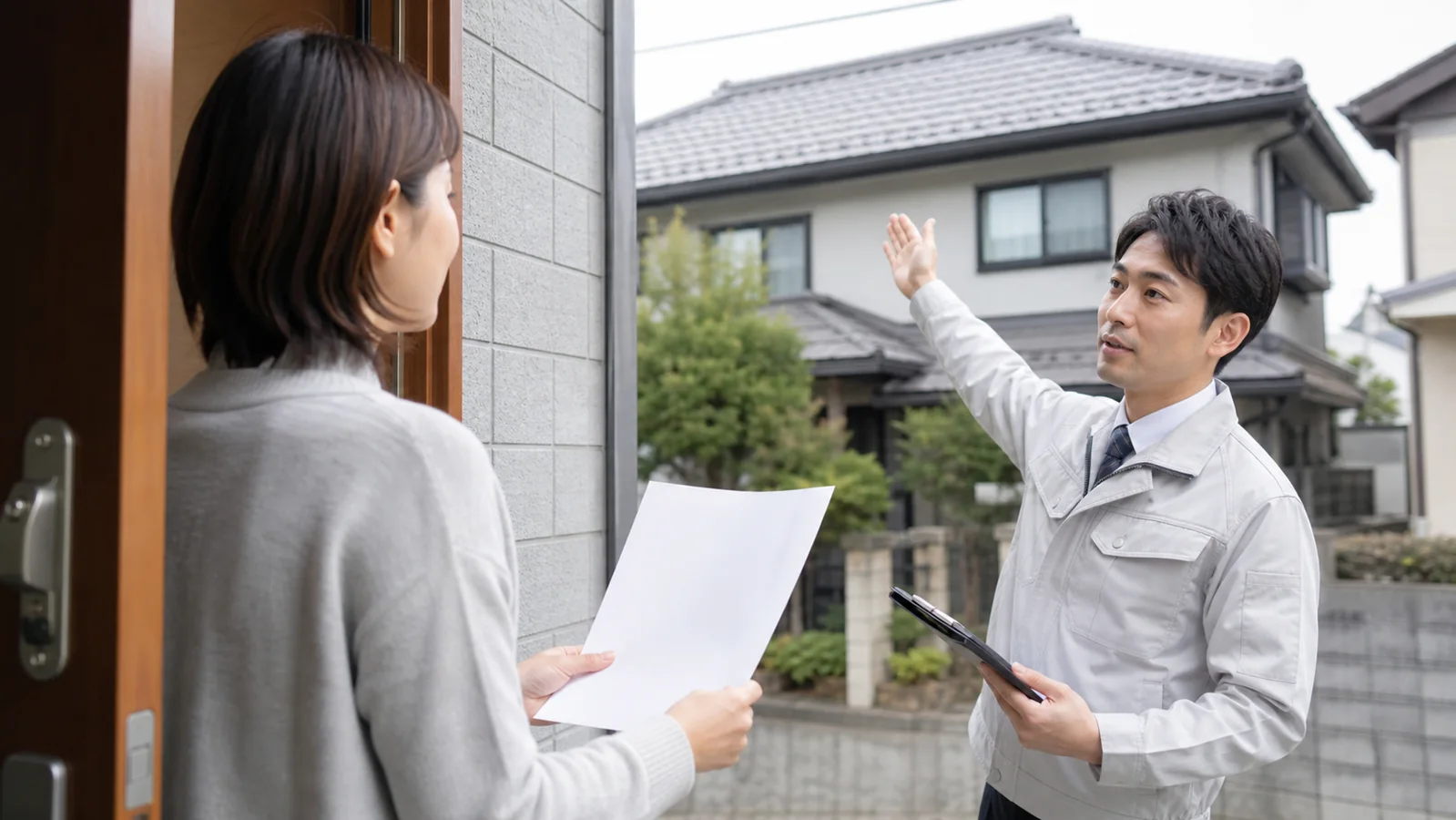 屋根修理の訪問営業や点検商法に注意するイメージ