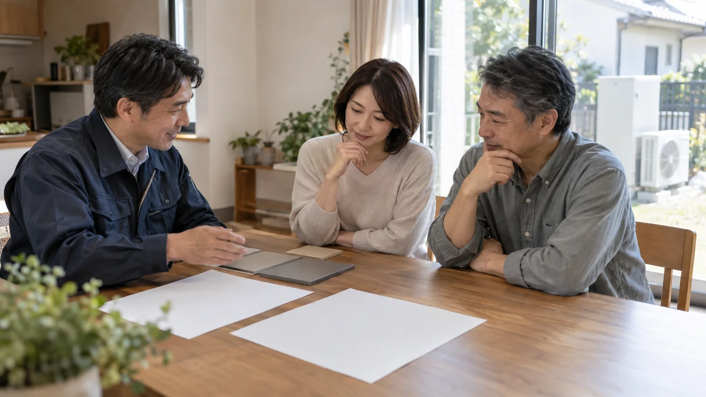 エコキュートの修理と交換の見積もりを自宅で比較する日本人夫婦