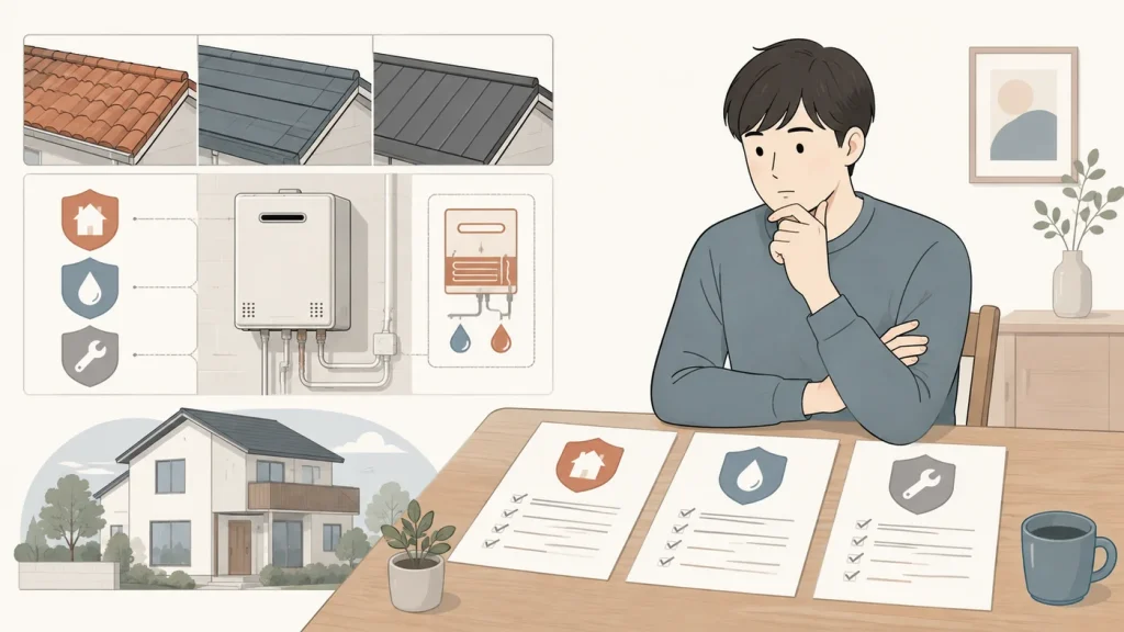 給湯器のメーカー保証と施工保証を比較する日本人の住宅所有者